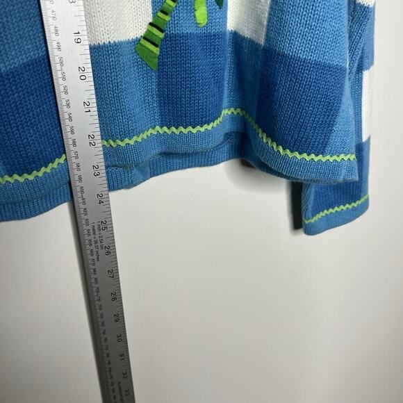 Vintage Talbots Sweater Womens XL Cardigan Patchwork Palm Trees Cable Knit 90s - Picture 12 of 13
